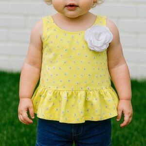 Janie and Jack Yellow Floral Tank Top with White Accent